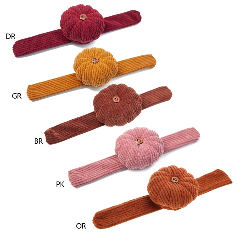 Pumpkin Shaped Needle Pin Cushion with Elastic Wrist Belt for Stitch Needlework