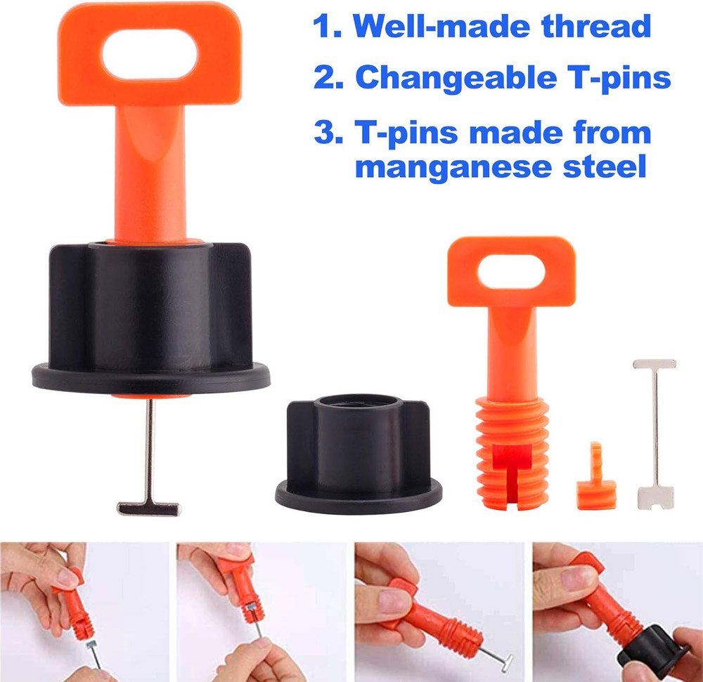 Tile Leveling System Kit with 100Pcs Tile Leveler & 2 Special Wrenches & 500Pcs