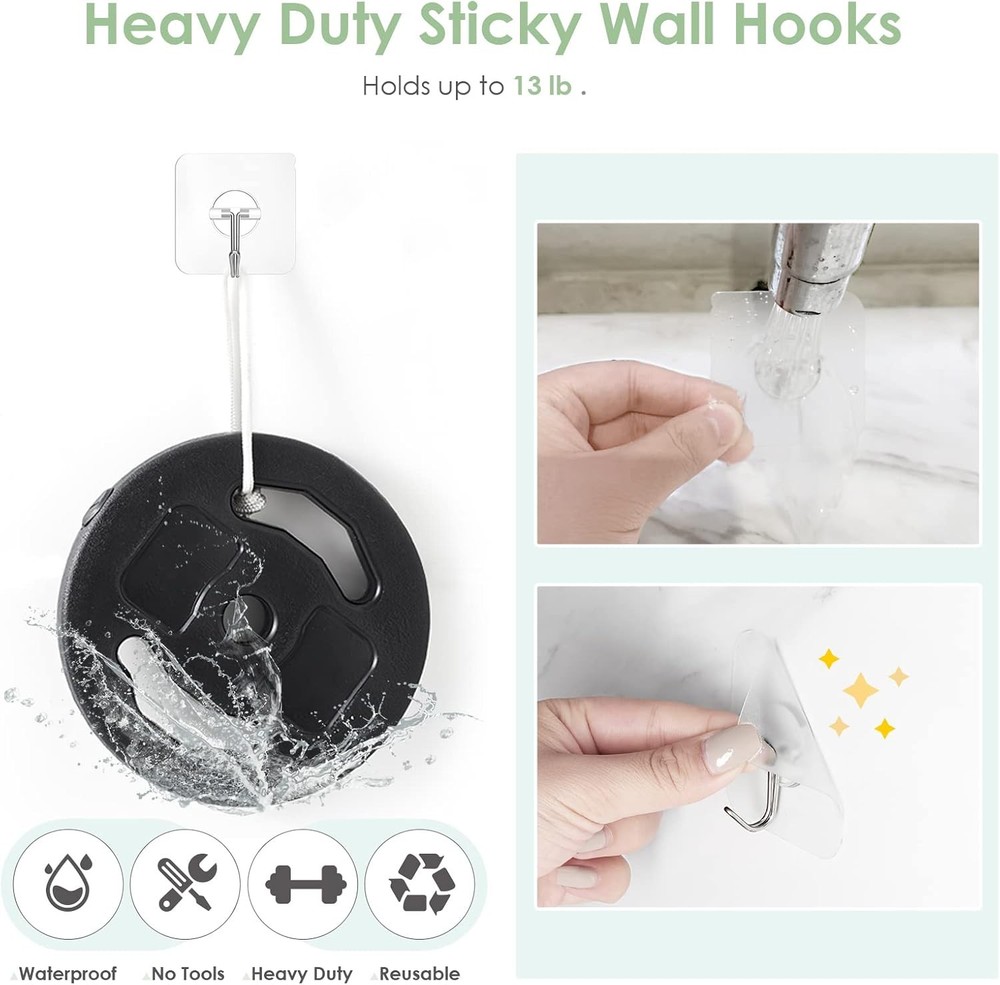 Adhesive Wall Hooks for Hanging, Clear Removable Window 13 lb