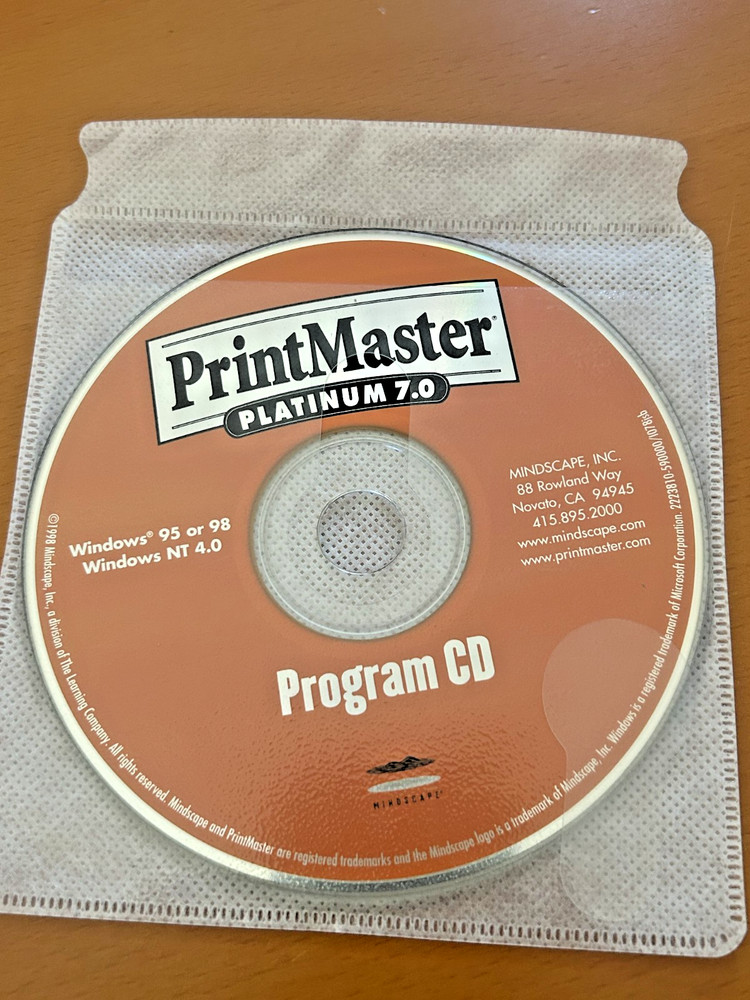 PrintMaster Platinum 7.0 Program CD + PrintMaster Platinum 7.0 Install CD