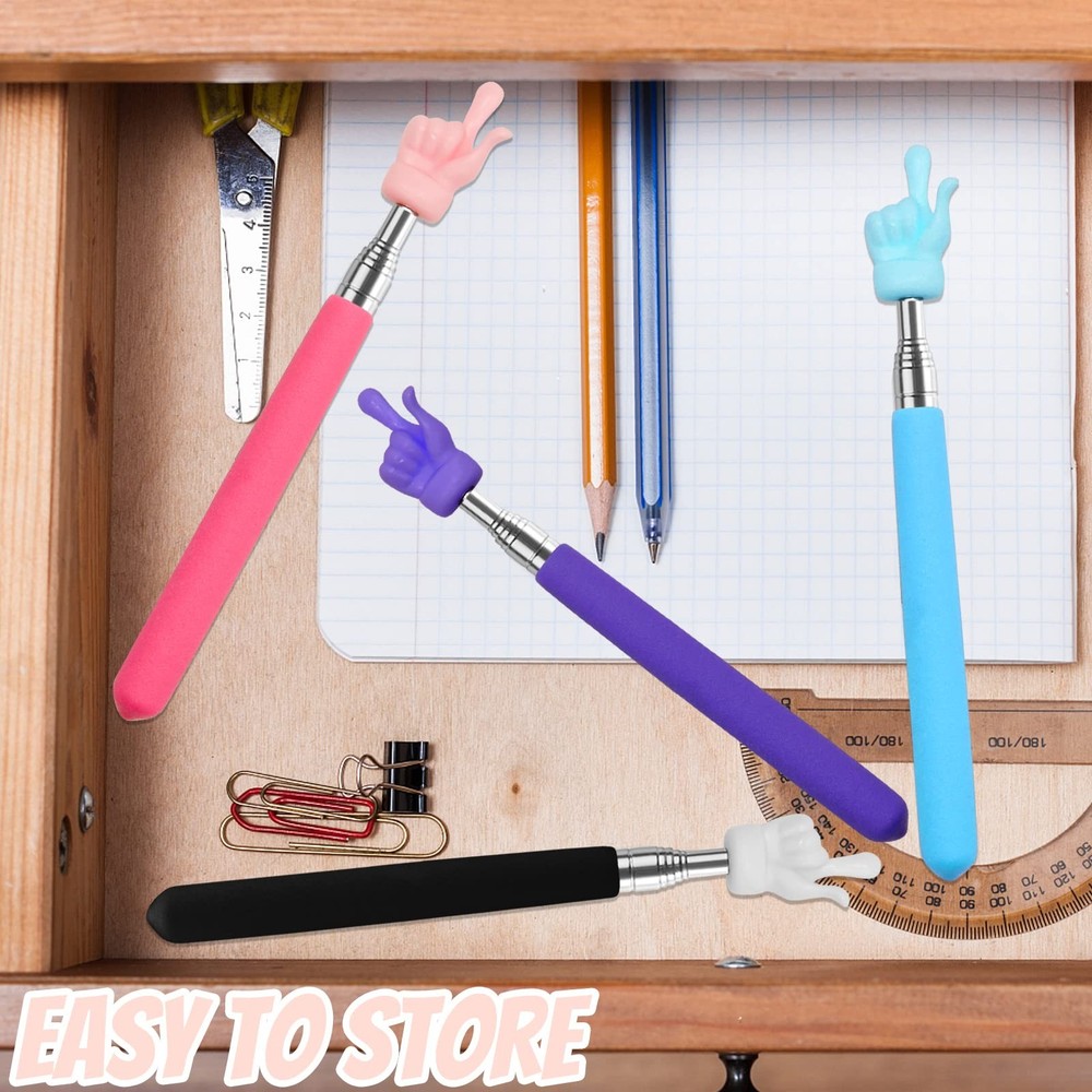 4Pcs Telescopic Teachers Pointer, Mini Extendable Hand Pointer Finger 4PCS