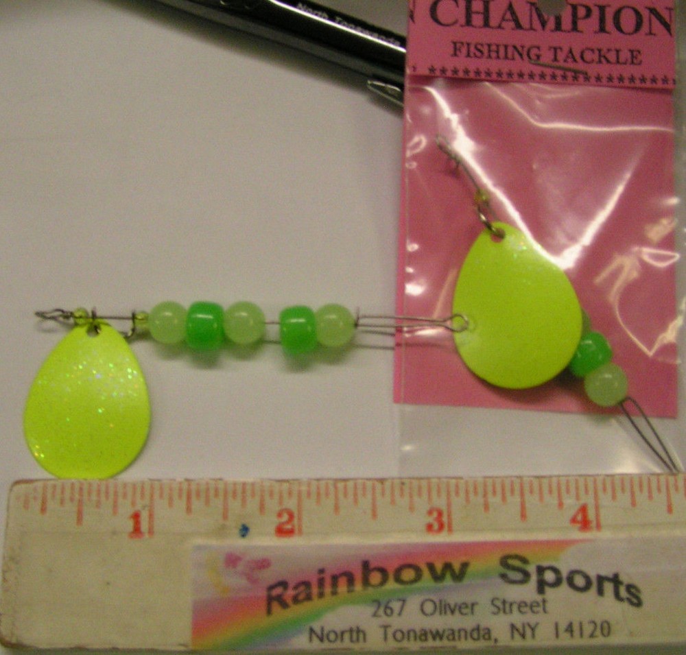 2 - RS CHAMPION BUMBLE-BUG #4 COLORADO SINGLE BLADE DRIFTING SPINNER CHARTREUSE