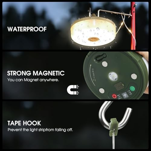 2-Pack Camping String Lights with Remote Control, 4 in 1 Portable 2 Pack