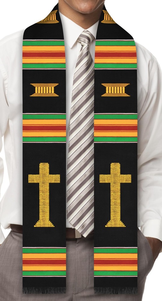 Cross Kente Stole (New Beautiful Black)