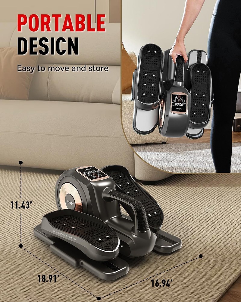 HARISON Under Desk Elliptical Machine with Multi-Functional LCD Display