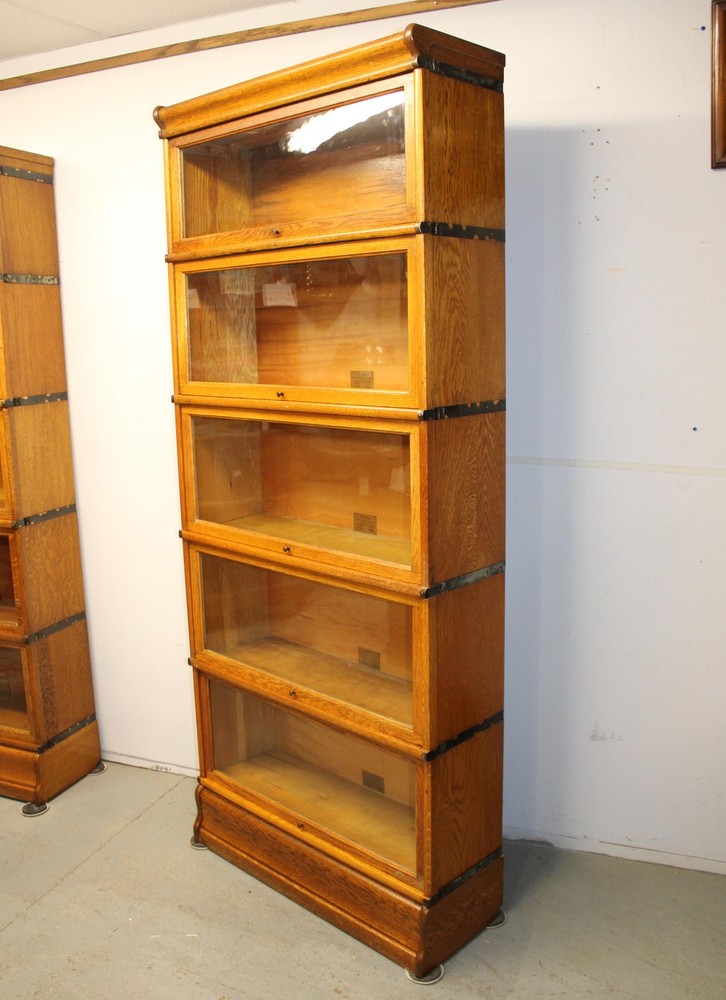 Antique Wall Unit (3) Oak Globe Wernicke Bookcases – Each Five Sections Height