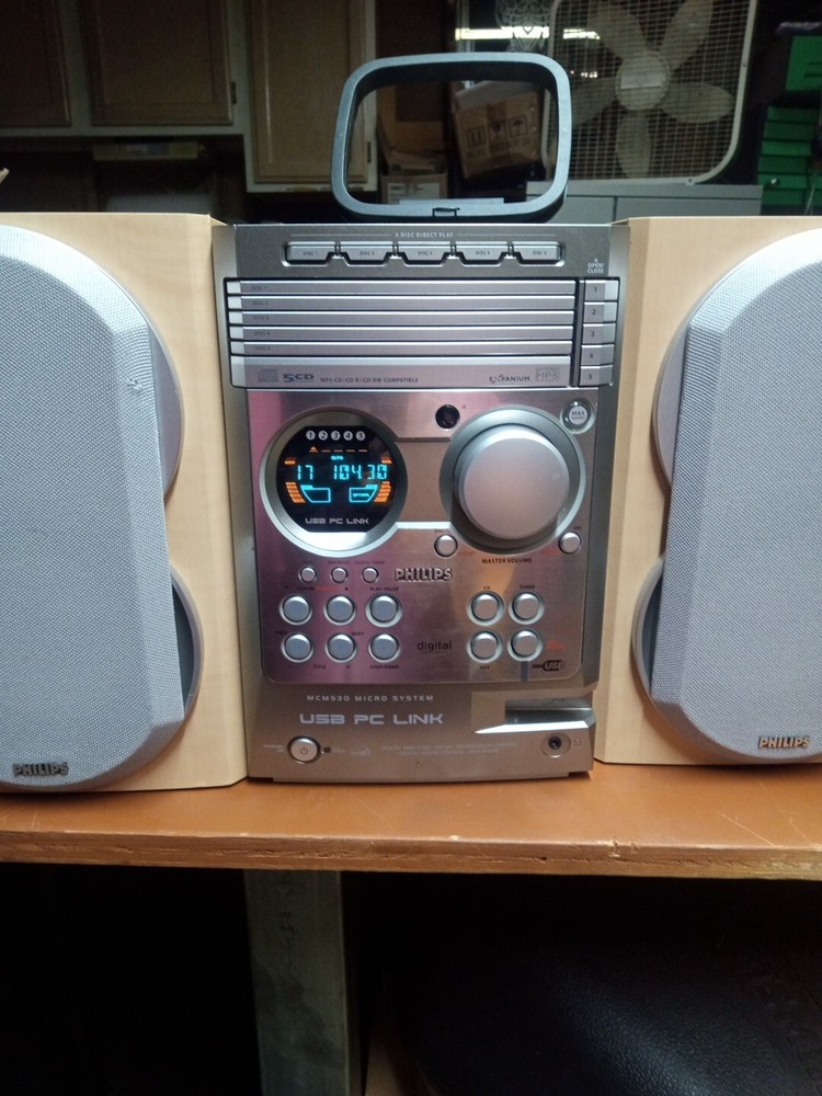 Philips MCM530/37 5 Disc CD Changer Micro Stereo System No Remote TESTED Workin