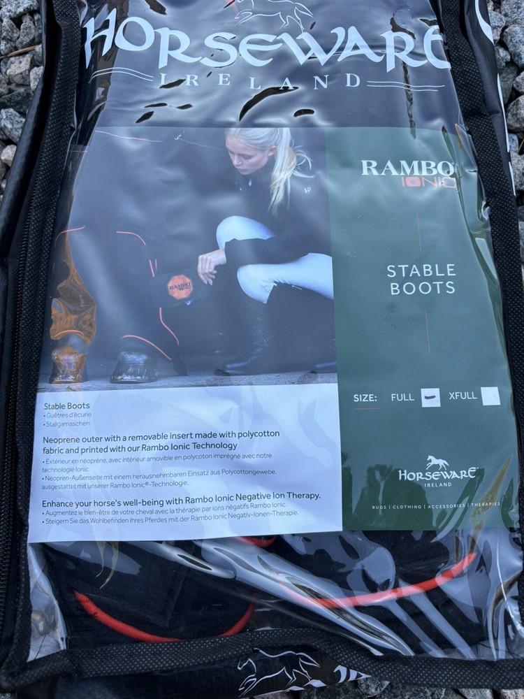 Rambo Ionic Stable Boots (Pair), Black/Black & Orange