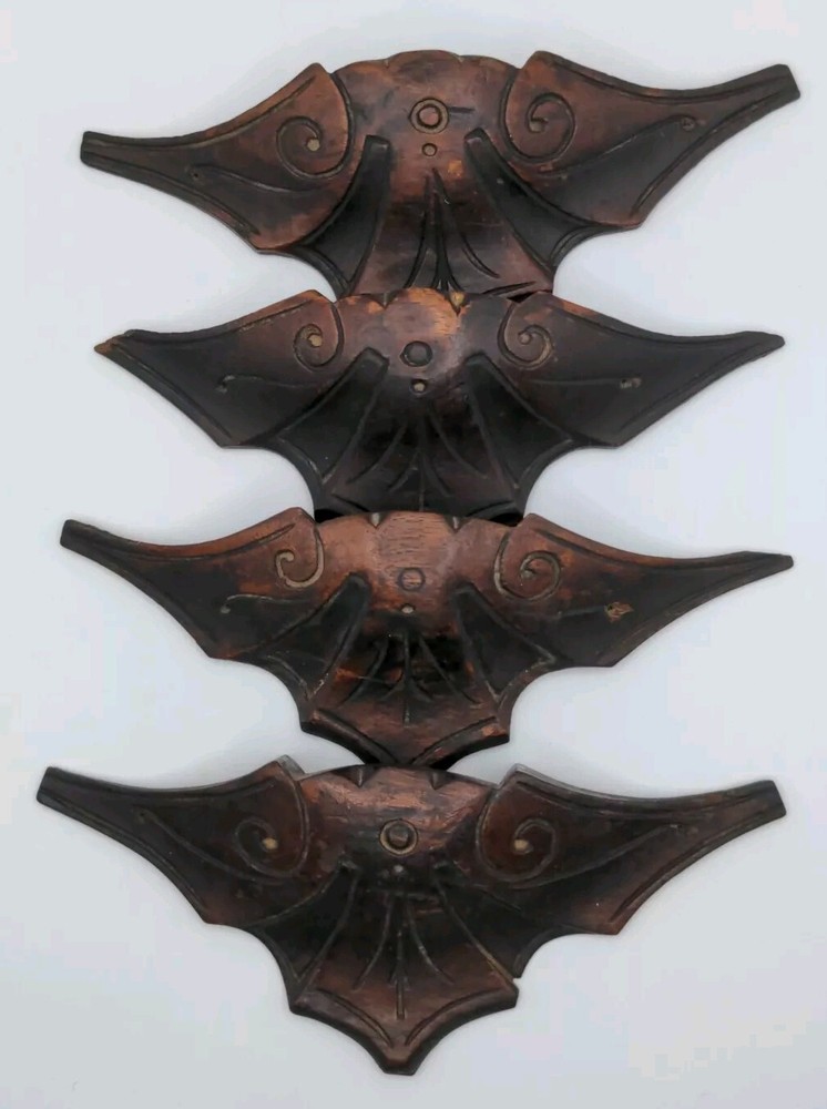 4 Victorian Wooden Carved Drawer  Pulls- 7" Moustache shape