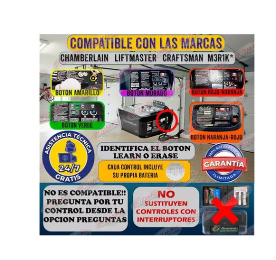 4PCS Remotes for 893MAX Liftmaster Visor 5color learning Button