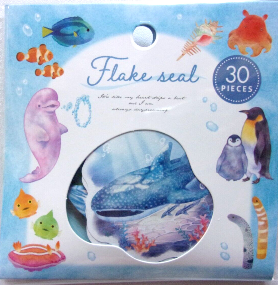 SYNAPSE JAPAN / Aquarium Flake Sticker 30 pieces Penguin Fish