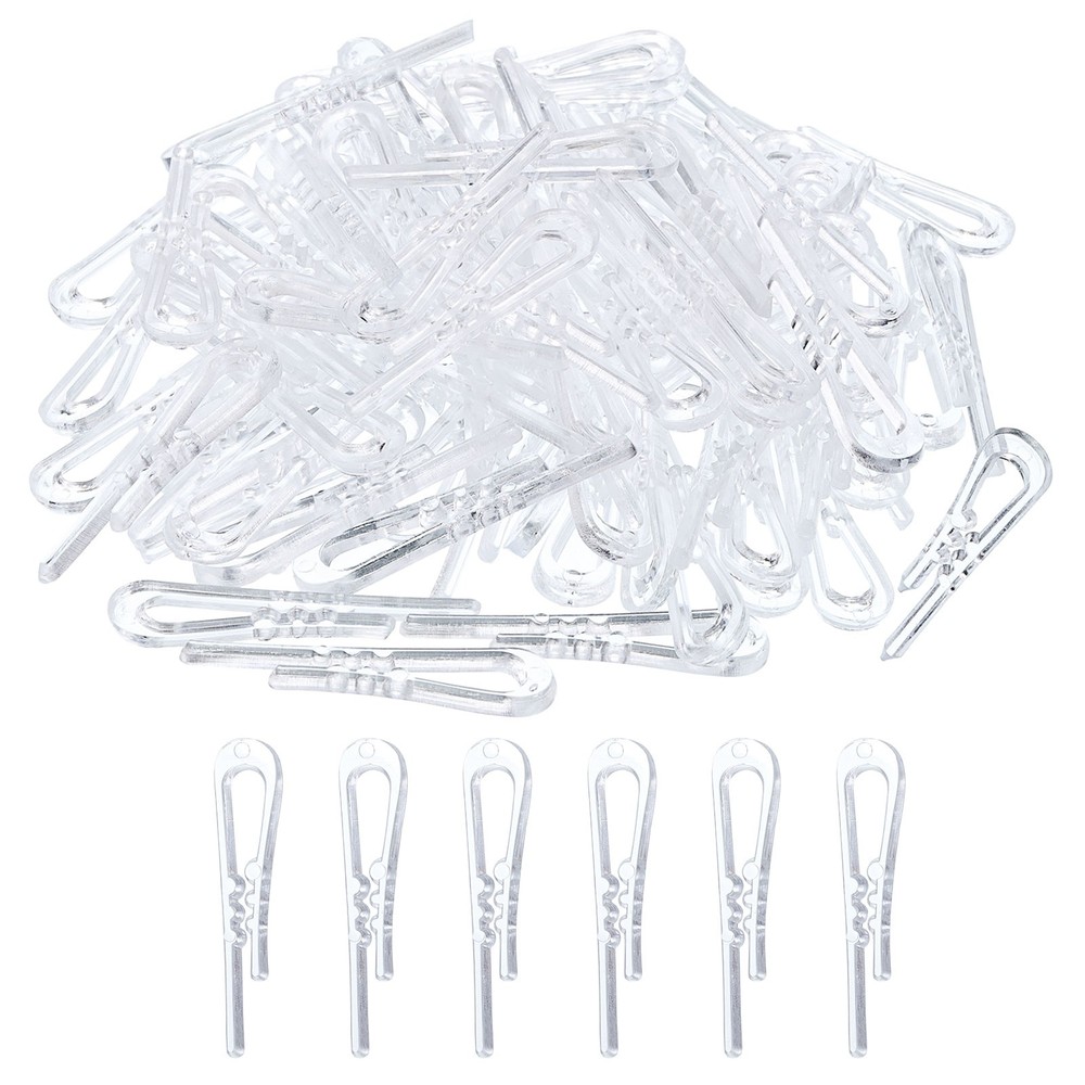 300pcs Durable Plastic Alligator Clip,1.57" Clear U Shape with Teeth