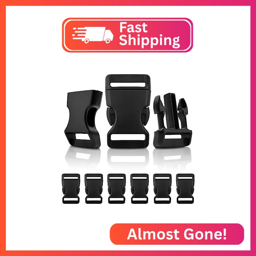 LongSLong 20Pack 1 Inch Curved Side Release Plastic Buckles for Backpack Strap,