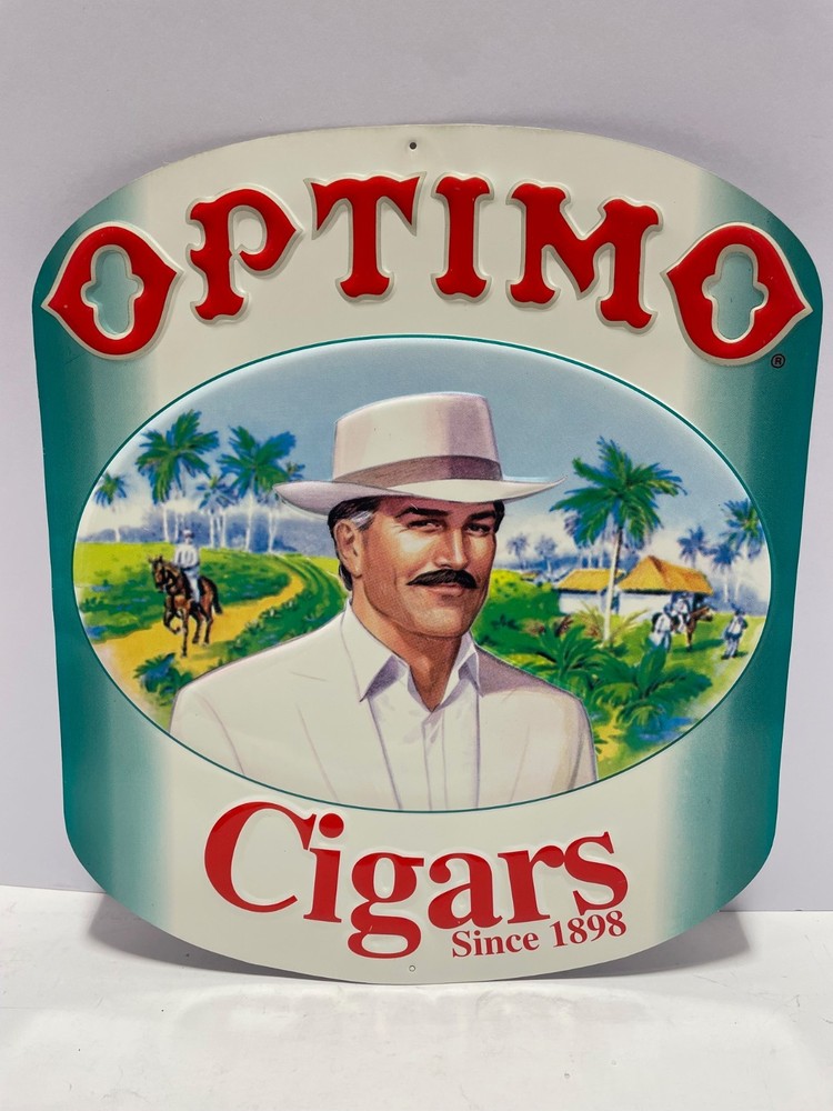 Optimo Cigars Embossed Metal Sign 15" x 13"