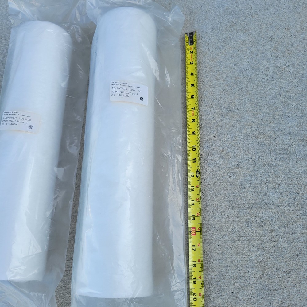 (2) GE Aquatrex Filter LD01-20 Cartridge 01 Micron 20” Polypropylene 4.5" Dia.