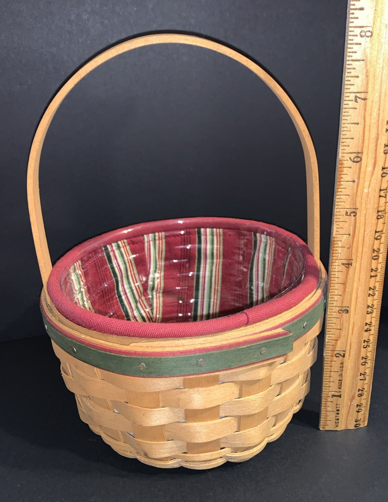 Longaberger 2005 Holiday Helper Round Basket Liner & Plastic Protector
