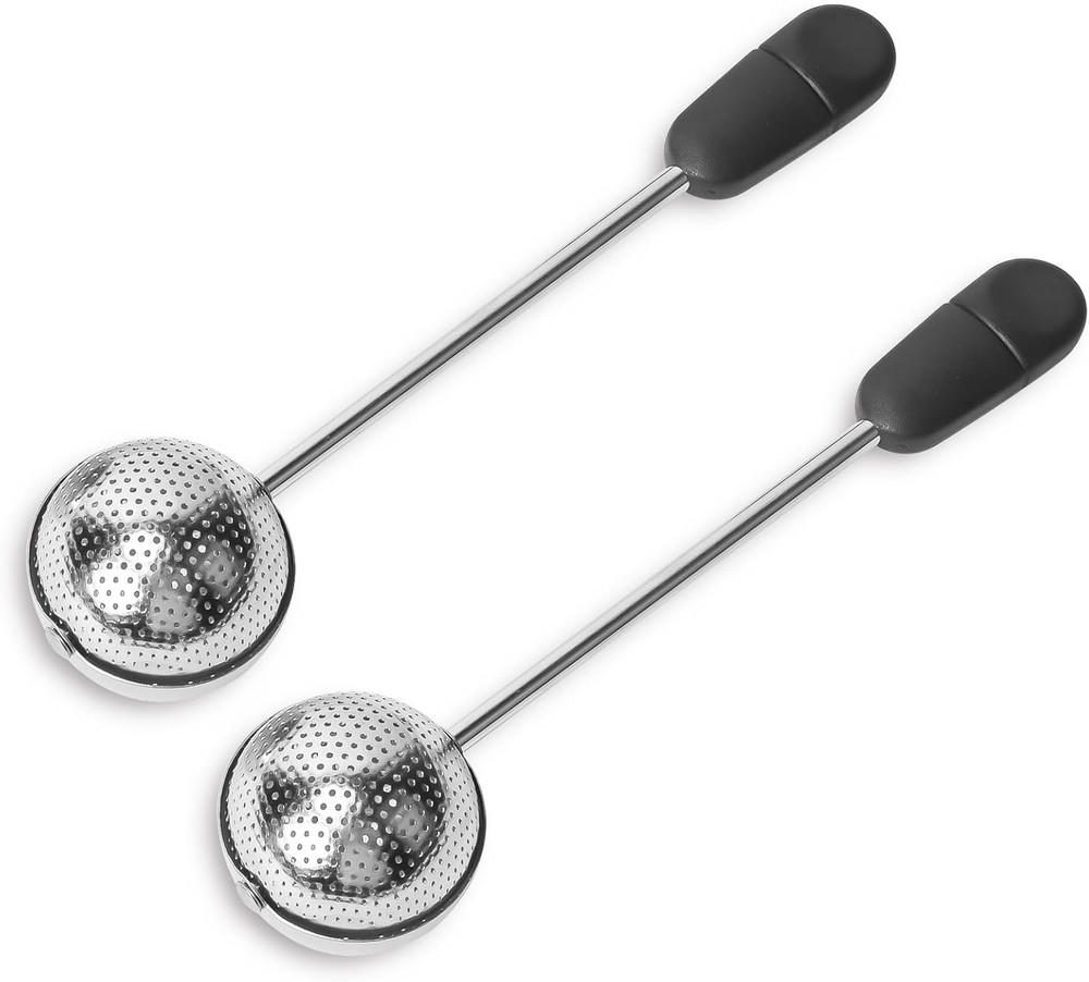 2Pcs Stainless Steel Tea Infuser Long Handle Loose Leaf Steeper Strainer