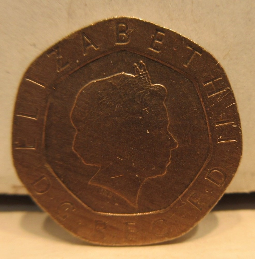 Great Britain 2000 20 Pence Error Coin Missing Layer Of Clad On Obverse