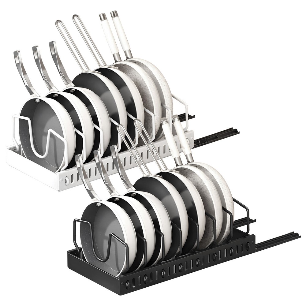 Pots and Pans Pot Lid Holder Pull out Storage Rack Kitchen Cabinet Organizer