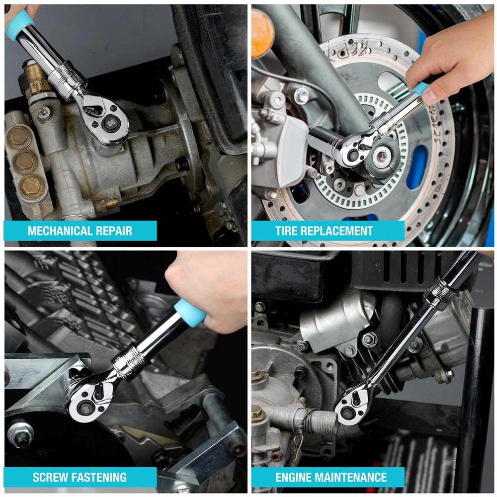 DURATECH 3/8" Drive Ratchet 90-Tooth Quick-release Extendable Ratchet 4 Sections