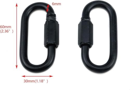6MM Heavy Duty D Shape Chain Locking, Chain Quick Link Connector- Black M6