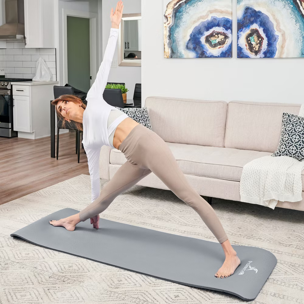 ProsourceFit Extra Thick Yoga and Pilates Mat 1/2-in, Grey