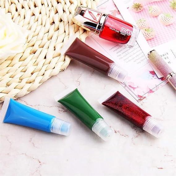 6PCS Empty Lip Gloss Tubes - 8ml Clear Refillable Squeeze for 8ml/6pcs
