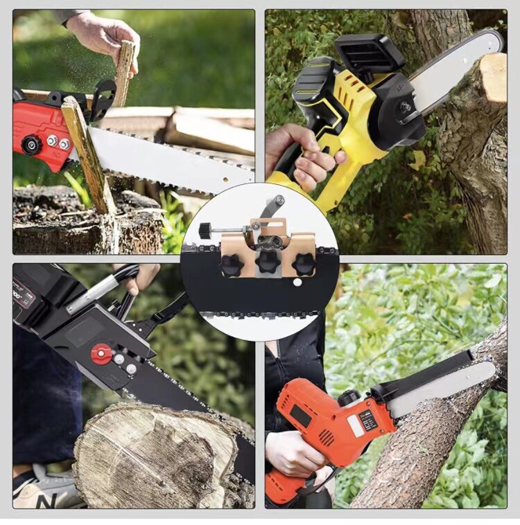 with 3 Pcs Sharpening Bits, Portable Chainsaw Chain Sharpener Tool