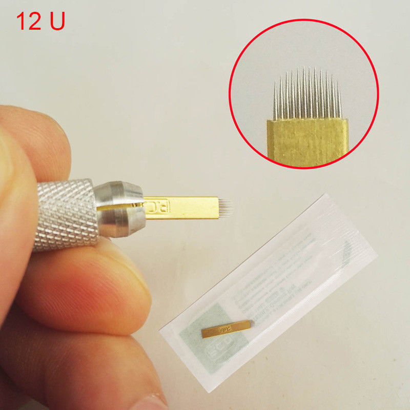 PCD 12 U Shape Needle Microblading Permanent Makeup Manual Eyebrow Tattoo Blades