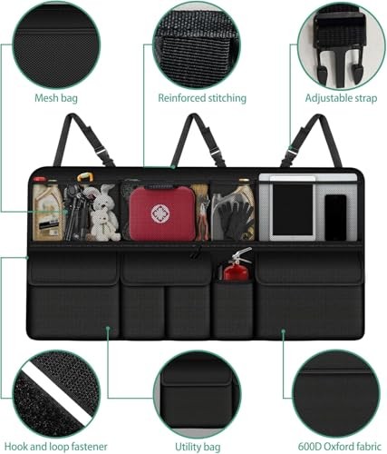 Hanging Car Organizer Trunk Back Seat Trunk Organizer Foldable Cargo Storage