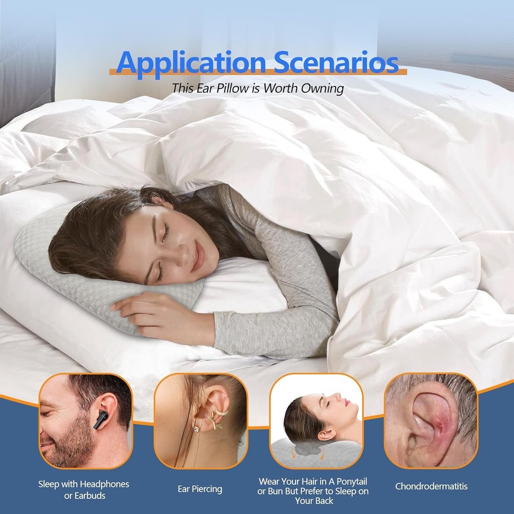 Side-Sleeping Ear Protection Pillow, Adjustable Ear Protection Pillow, Gray
