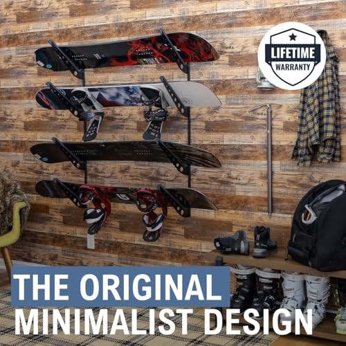 Adjustable Snowboard Storage Rack, Wall Mount 4 Board Display Black