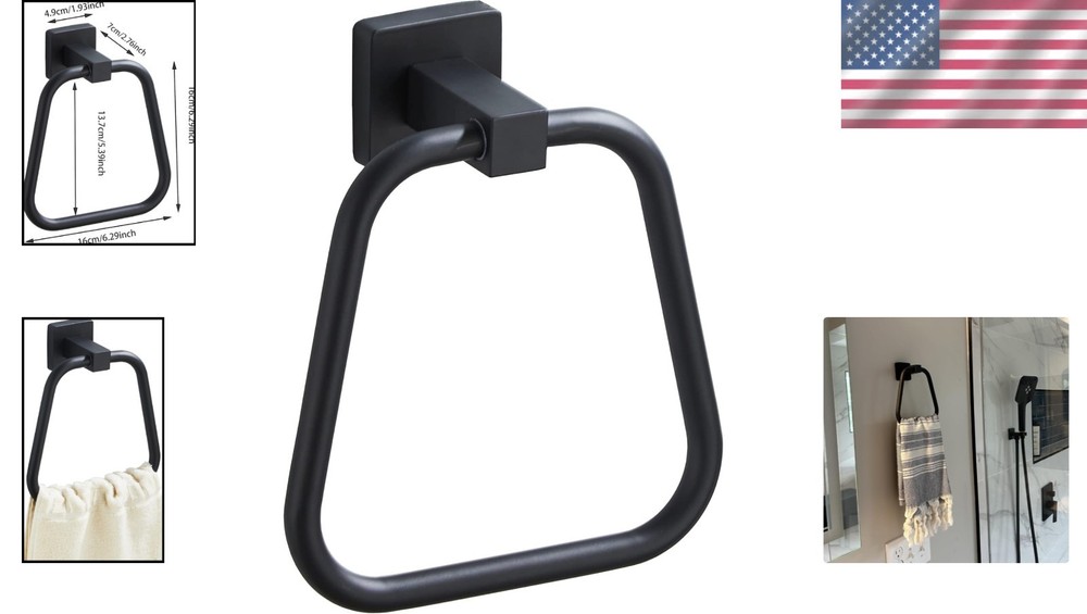 Space-Saving Matte Black Towel Holder – Compact Design for Bathroom or Kitchen