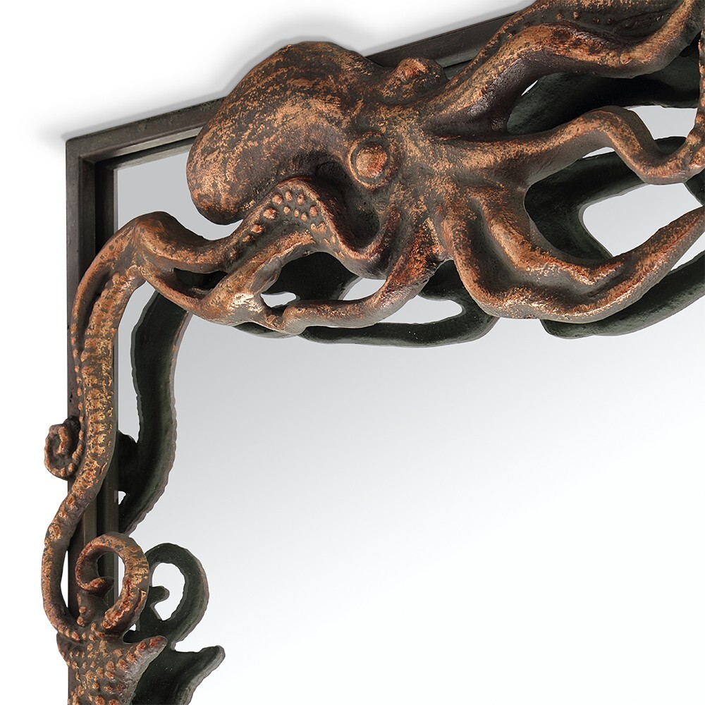 Octopus Rectangular Mirror Wall Mount Mirror Home Decor Cast Iron