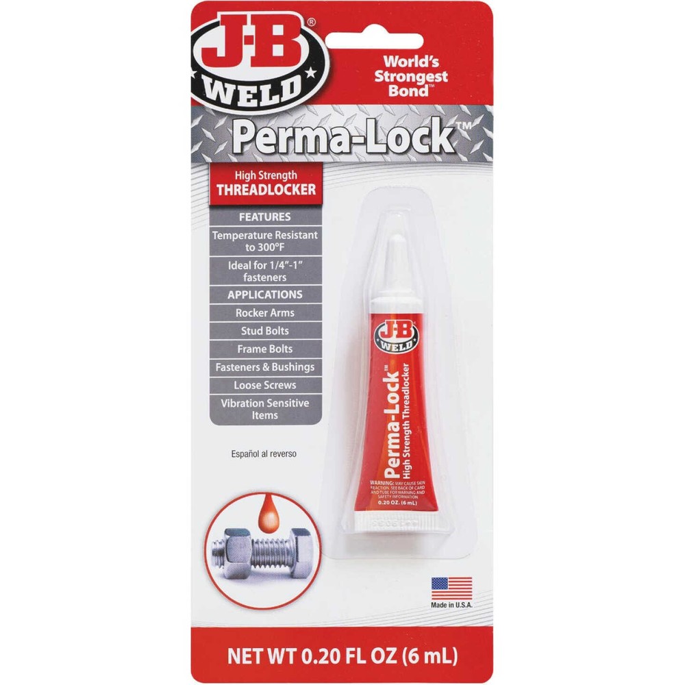 J-B Weld Perma-Lock 0.20 Oz. Red Threadlocker Made in USA Thread Locker