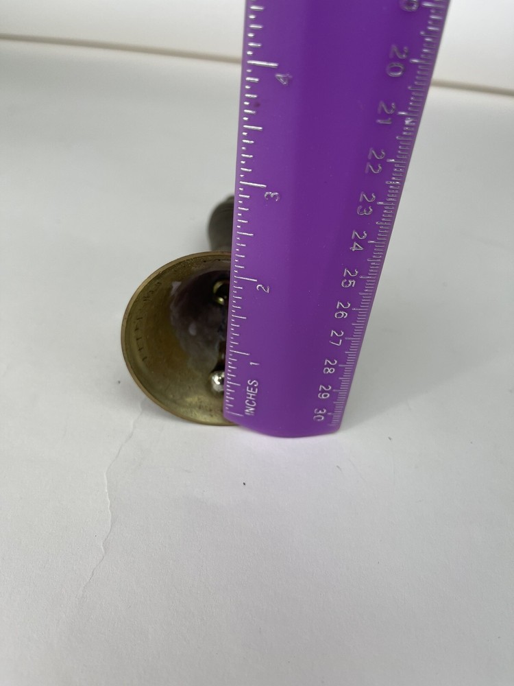 Vintage Brass Dinner School Bell w/ Wood Handle