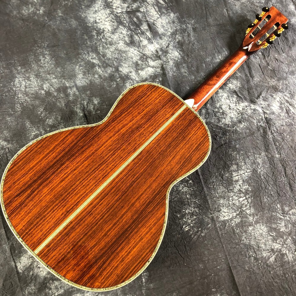 39" Cherry Solid Spruce OOO Type Acoustic Guitar Abalone Ebony Fingerboard