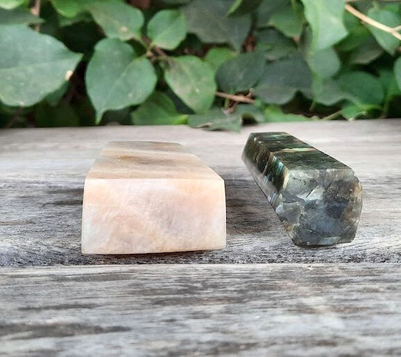 Moonstone Obelisk & Labradorite Generator Duo, Transformation, Inner Growth