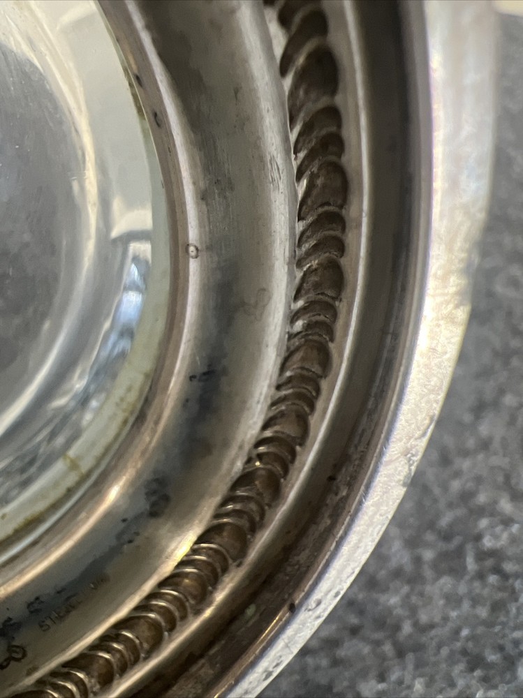 Vintage Sterling Silver & Crystal Candy Nut Dish !!