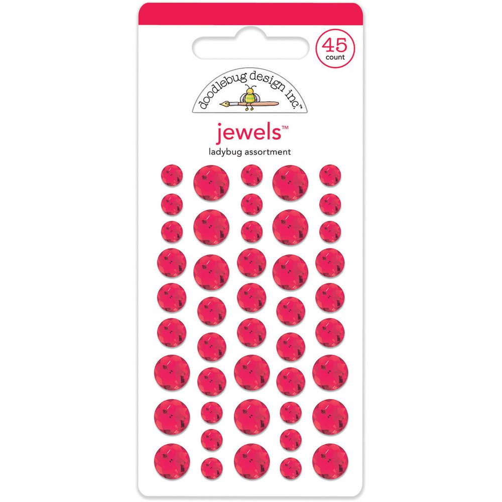 Doodlebug Adhesive Jewels 6mm, 8mm & 10mm 45/Pkg Ladybug