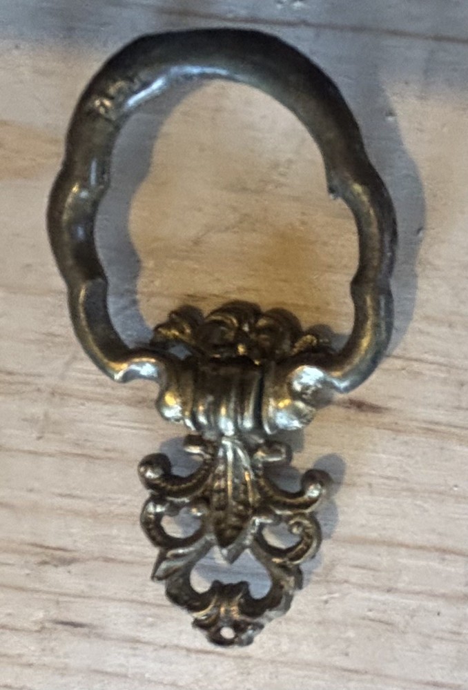 1.5” Diam. Brass Art Deco Victorian Antique Hardware Drop ring Drawer Pull F54