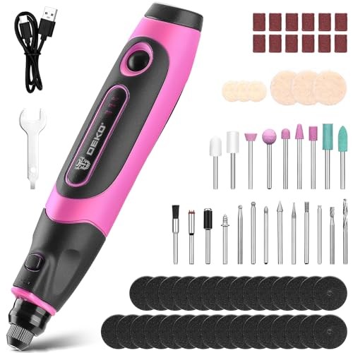 Mini Cordless Rotary Tool: 3.7V Rotary Tool Variable Speed Display with Pink