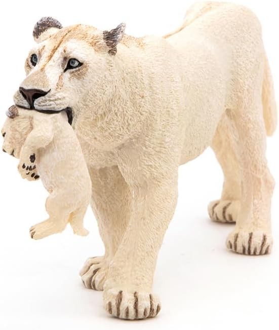 Papo White Lioness with Cub Figure, Multicolor