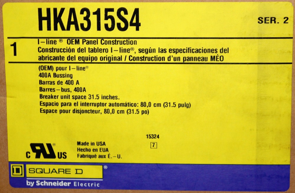 Square D HKA315S4 I-Line Panelboard