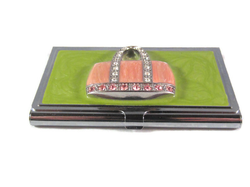 Enamel Handbag (Crystals) Makeup Mirror - Collectible