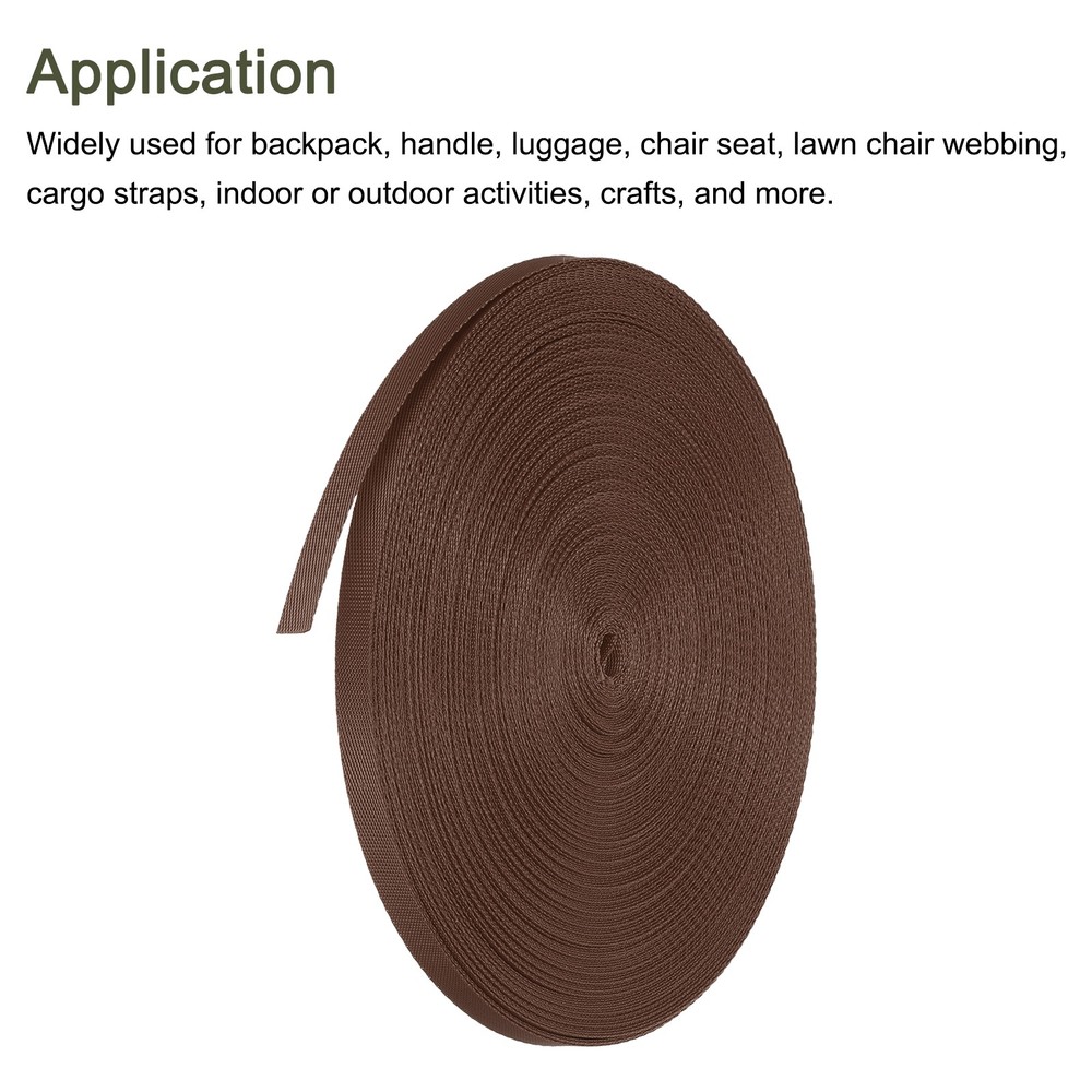 Flat Nylon Webbing Strap 3/8 Inch 50 Yards Brown for Backpack