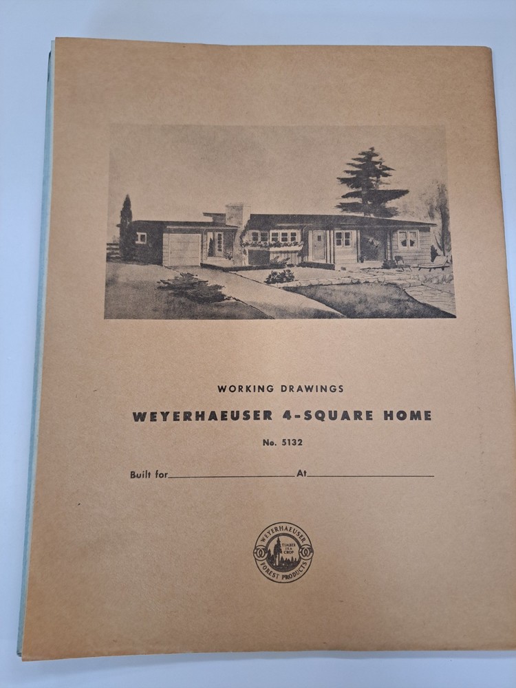 WEYERHAEUSER 4-SQUARE HOME DESIGN PLANS No 5132 COMPLETE 1950s ARCHITECTURE