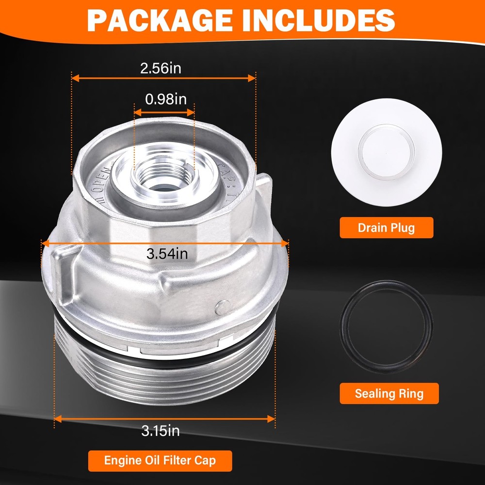 Oil Filter Housing Cap Assembly with Plug & Cap, silver