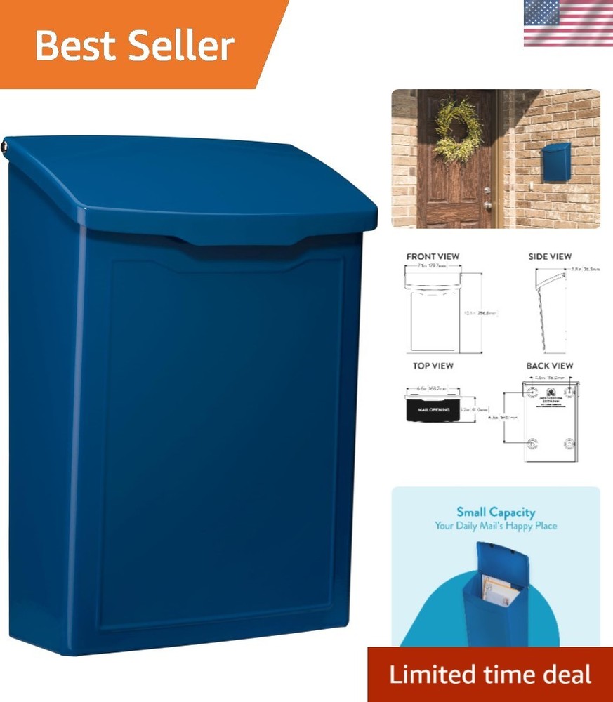 2681BE Marina Wall Mount Mailbox, C1, Blue