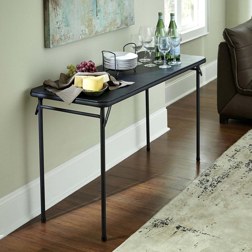 Folding Table Rectangular Vinyl Upholstered Steel Frame Lightweight Parties New